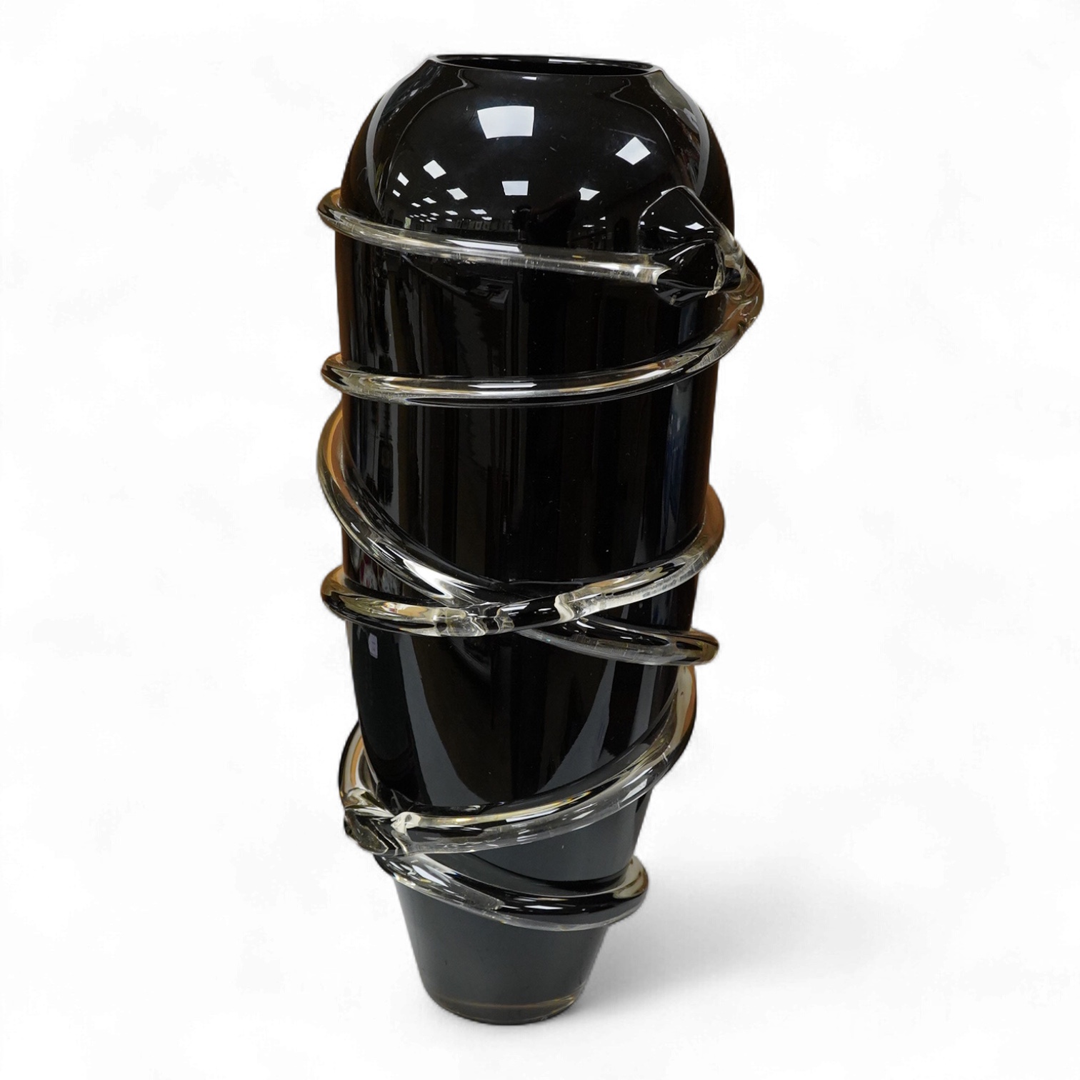 A large trailed art glass vase, 46cm high